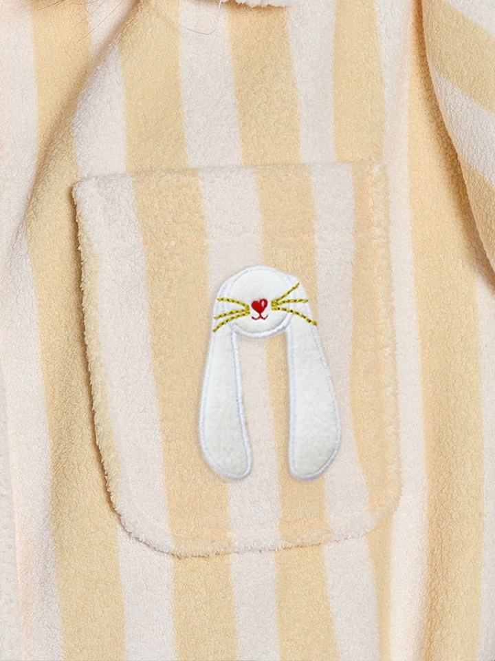 Striped fleece pajama set – rabbit chest pocket and stripe detail - Roomden
