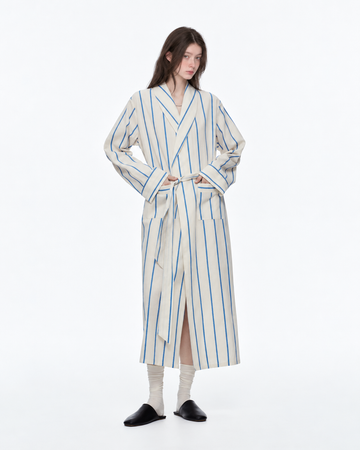 Slateway Fine-Stripe Cotton Wrap Robe