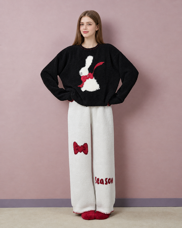 Rabbit & Bow Fleece Pajama Set