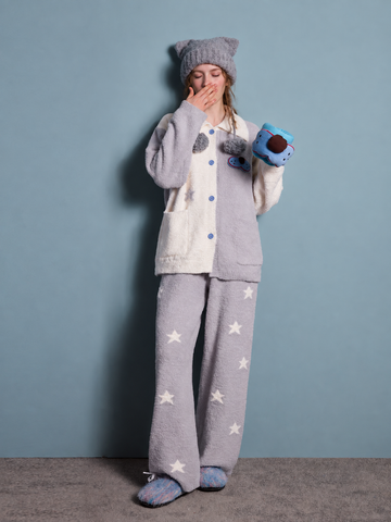 Colorblock Star Fleece Pajama Set