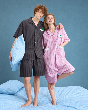Pink Stripe Cotton One-Piece Pajamas