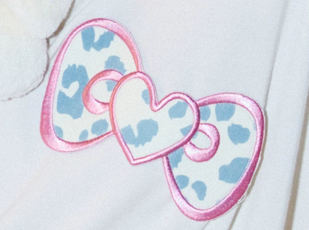 Heart Bow Cotton Blend Pajama Set – pink-edged leopard heart bow detail - Roomden
