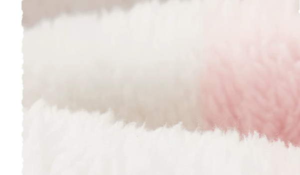 Blushburrow Rabbit-Hood Pajama Set – close view of the pink-and-white plush fabric - Roomden