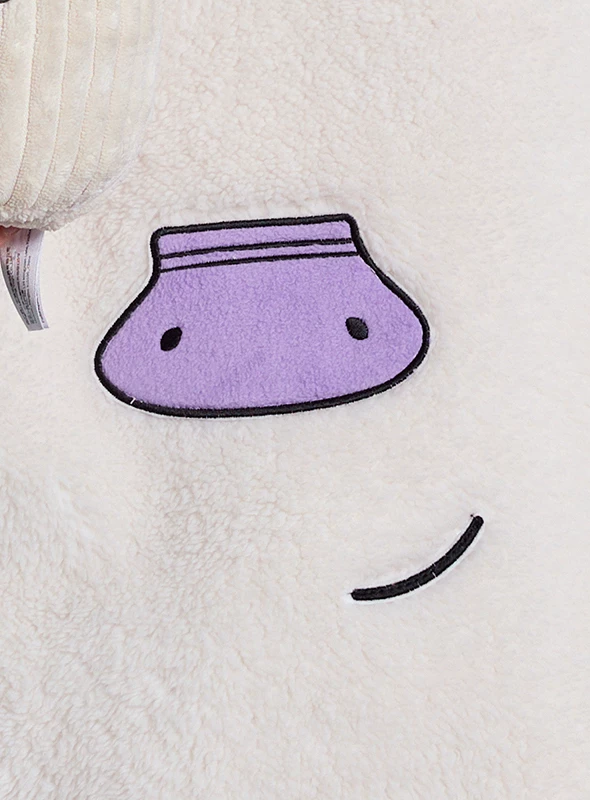 Horse-Ear Flannel Pajama Set – close-up of the lilac muzzle and curved smile - Roomden