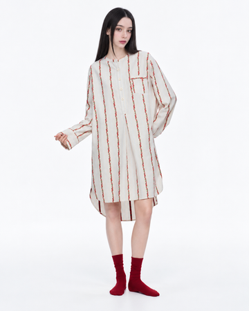 Roseledger Rose-Stripe Cotton Nightgown