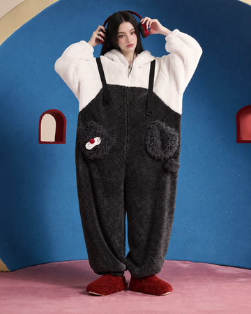 Cat-Ear Fleece One-Piece Pajamas