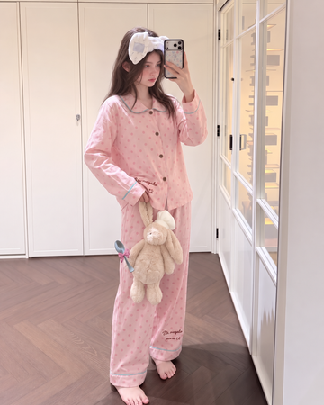 Polka Dot Double Gauze Cotton Pajama Set