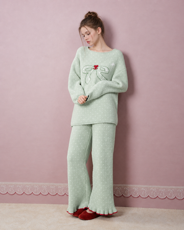Bow and Heart Fleece Pajama Set