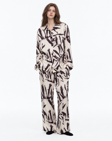 Brushstroke Palm Viscose-Rayon Pajama Set