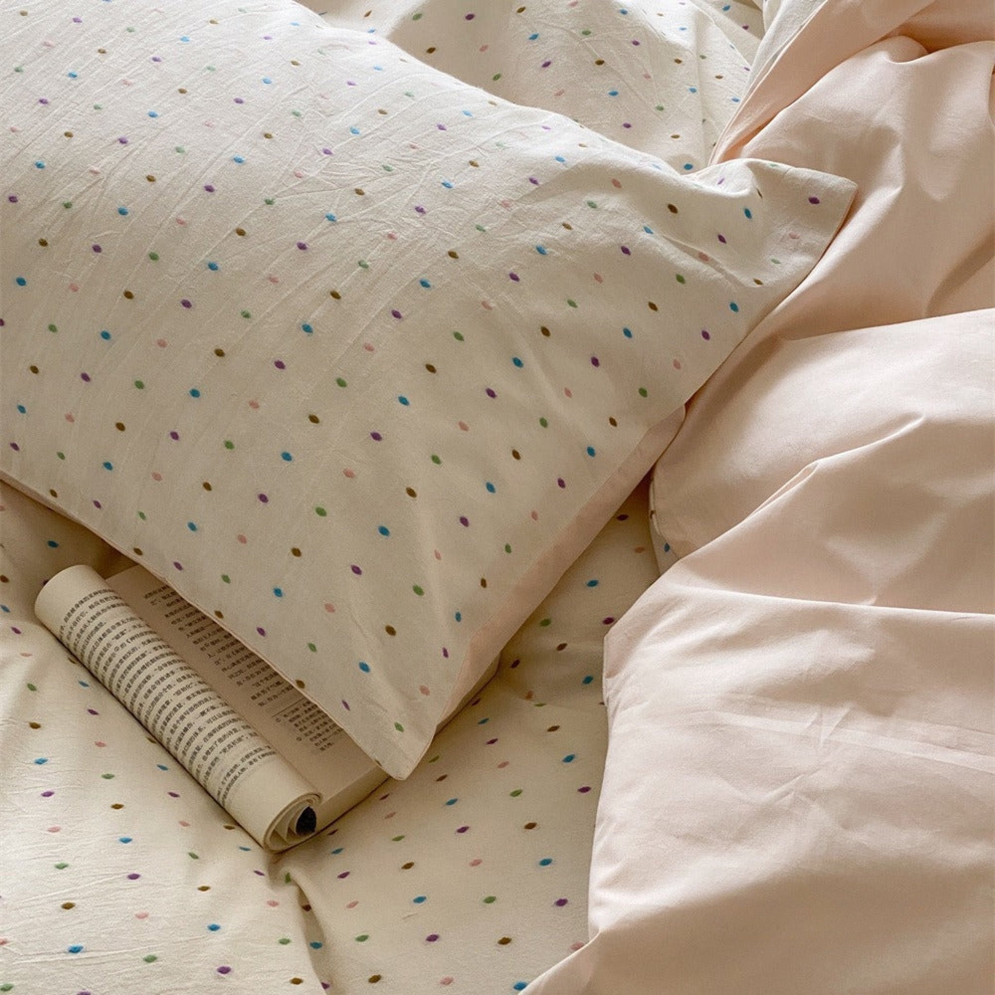 Verity Confetti Dot Cotton Bedding Set - room scene
