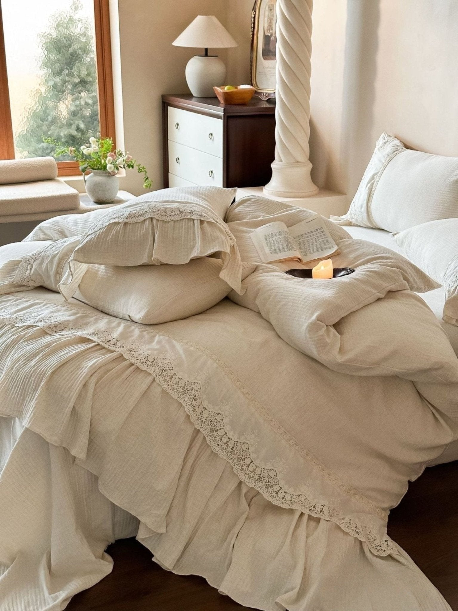 Lissandre Ruffled Gauze Bedding Set - room scene