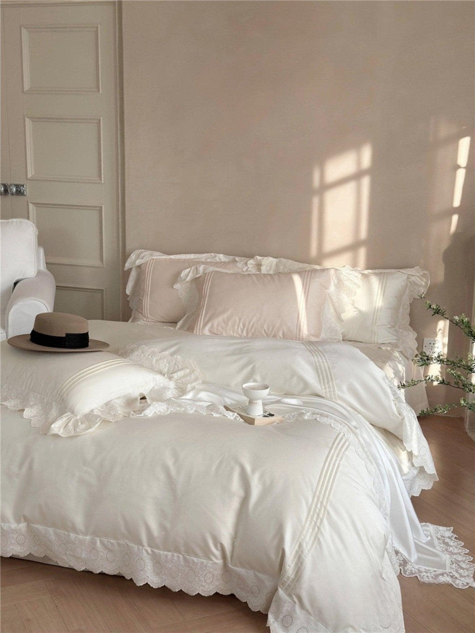 Fernclaire Ruffled Cooling Tencel Bedding Set - room scene