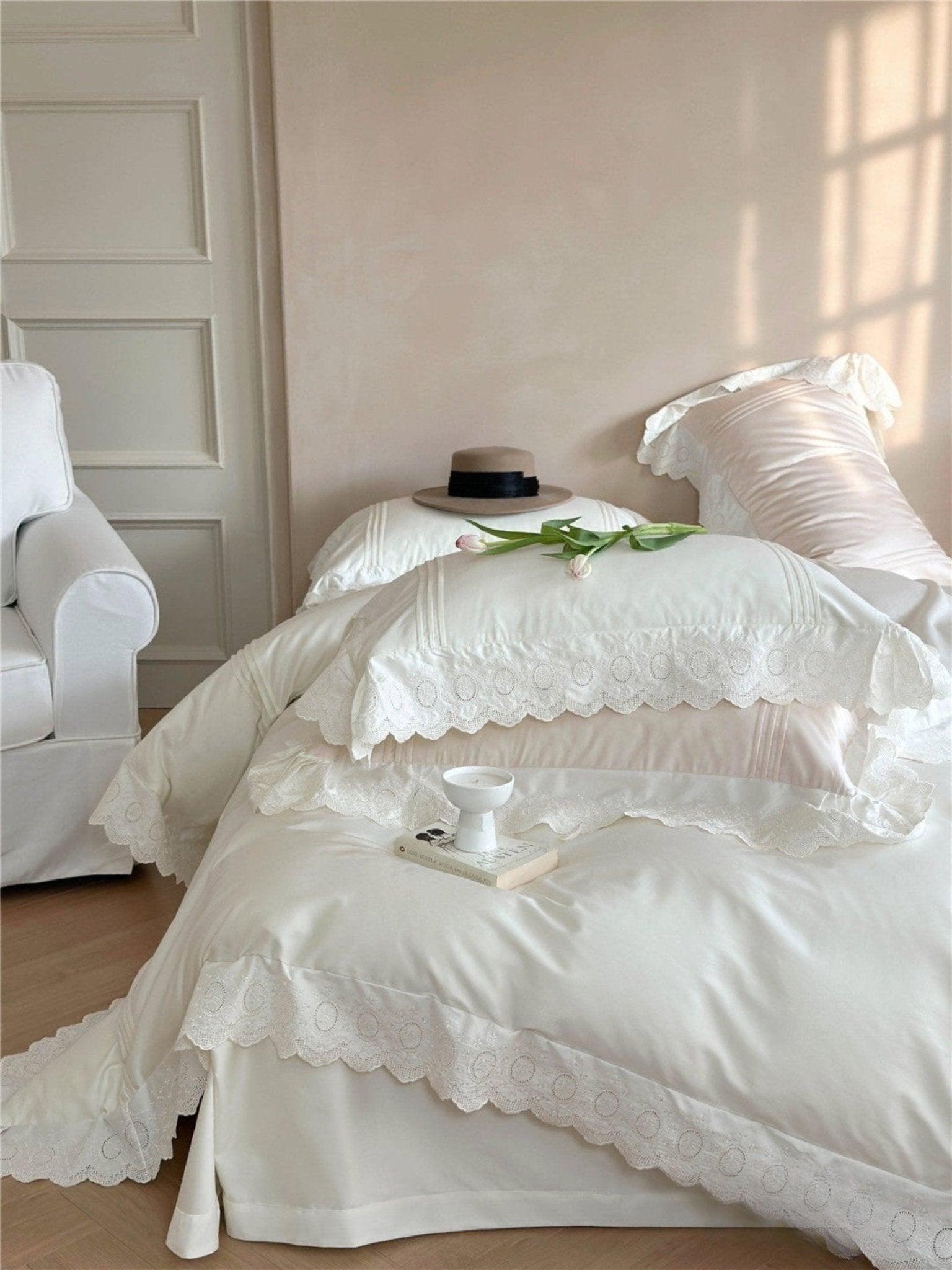 Fernclaire Ruffled Cooling Tencel Bedding Set - room scene