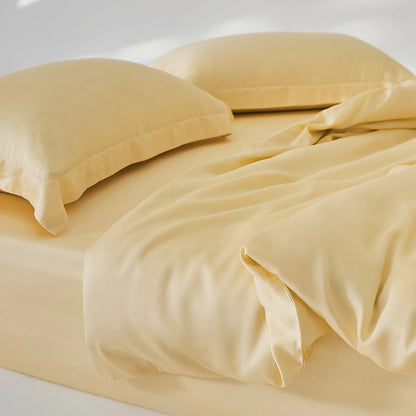 Silky cooling Tencel duvet cover set with a soft minimalist look and smooth draped texture – RoomDen
