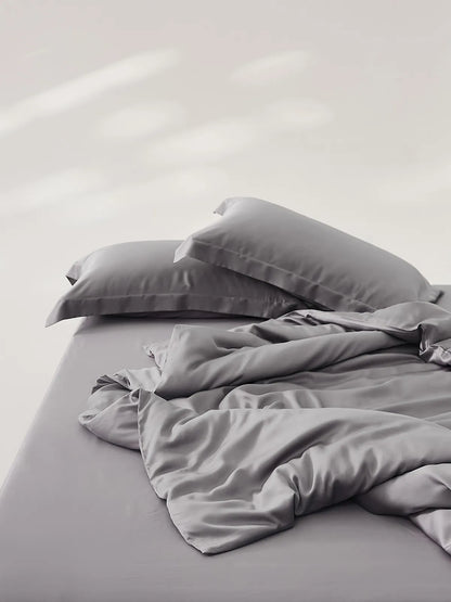 Silky cooling Tencel duvet cover set with a soft minimalist look and smooth draped texture – RoomDen
