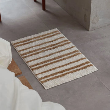 Warm Caramel Toast Striped Shaggy Accent Rug