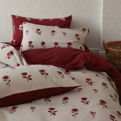 Marlise Floral Jacquard Cotton Bedding Set - Ivory Rosewood