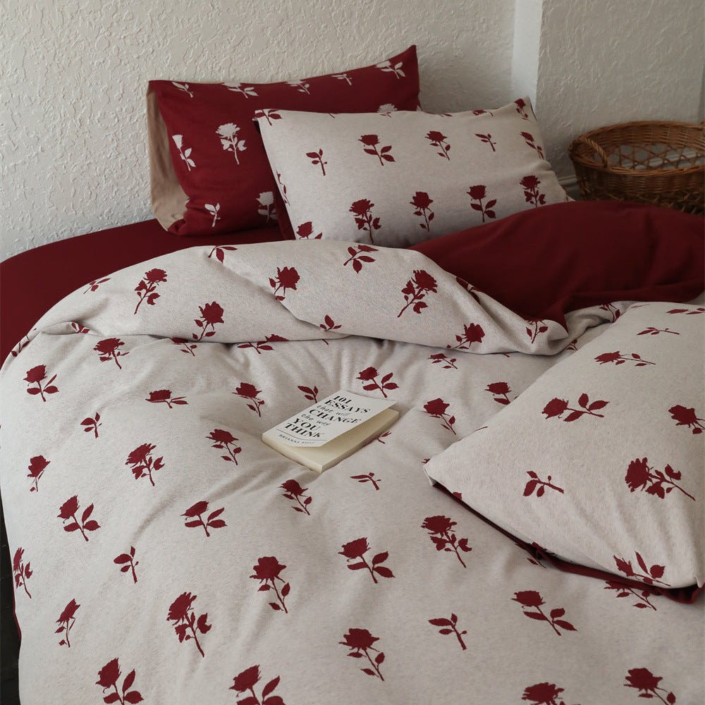 Marlise Floral Jacquard Cotton Bedding Set - Ivory Rosewood