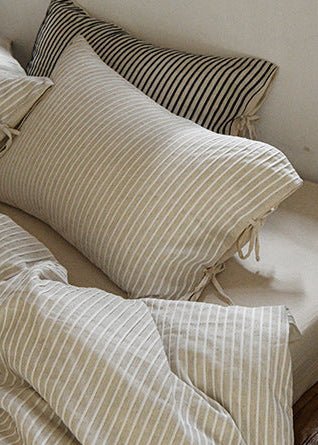 Ashcombe Striped Linen Bedding Set - Flax Stripe