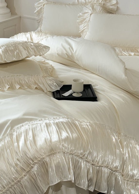 Genevieve Ruffled Lace Cotton Bedding Set - room scene