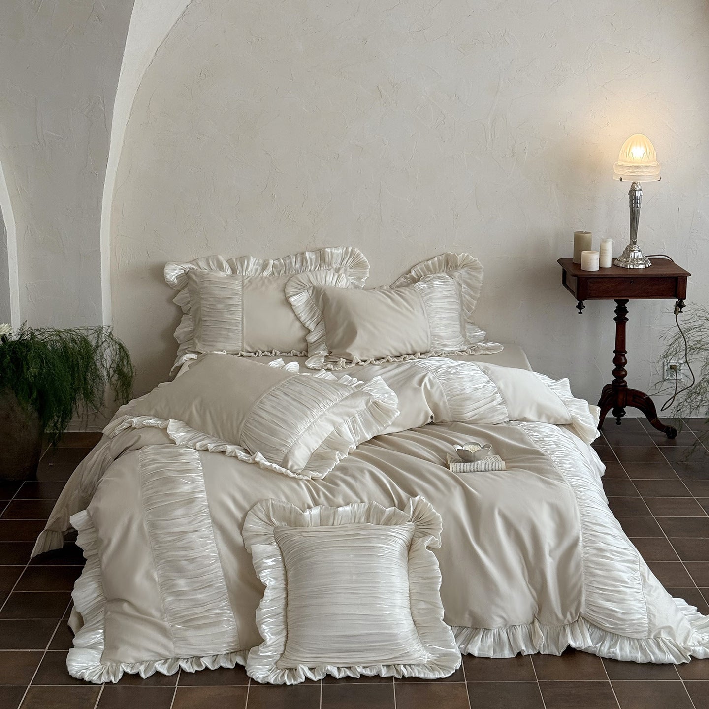 Verity Pleated Ruffle Cotton Sateen Bedding Set - room scene
