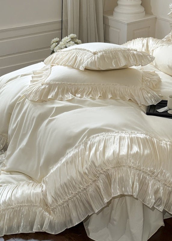Genevieve Ruffled Lace Cotton Bedding Set - room scene