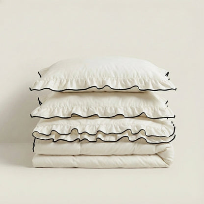 Chantelle Ruffle Jacquard Satin Bedding Set - room scene