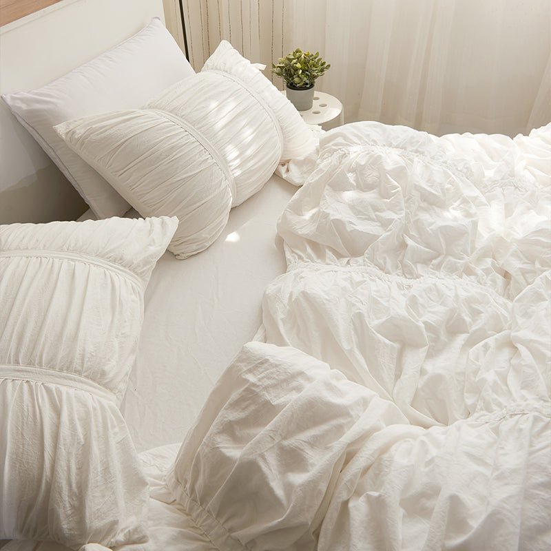 Larkspur Ruched Washed Cotton Bedding Set - room scene