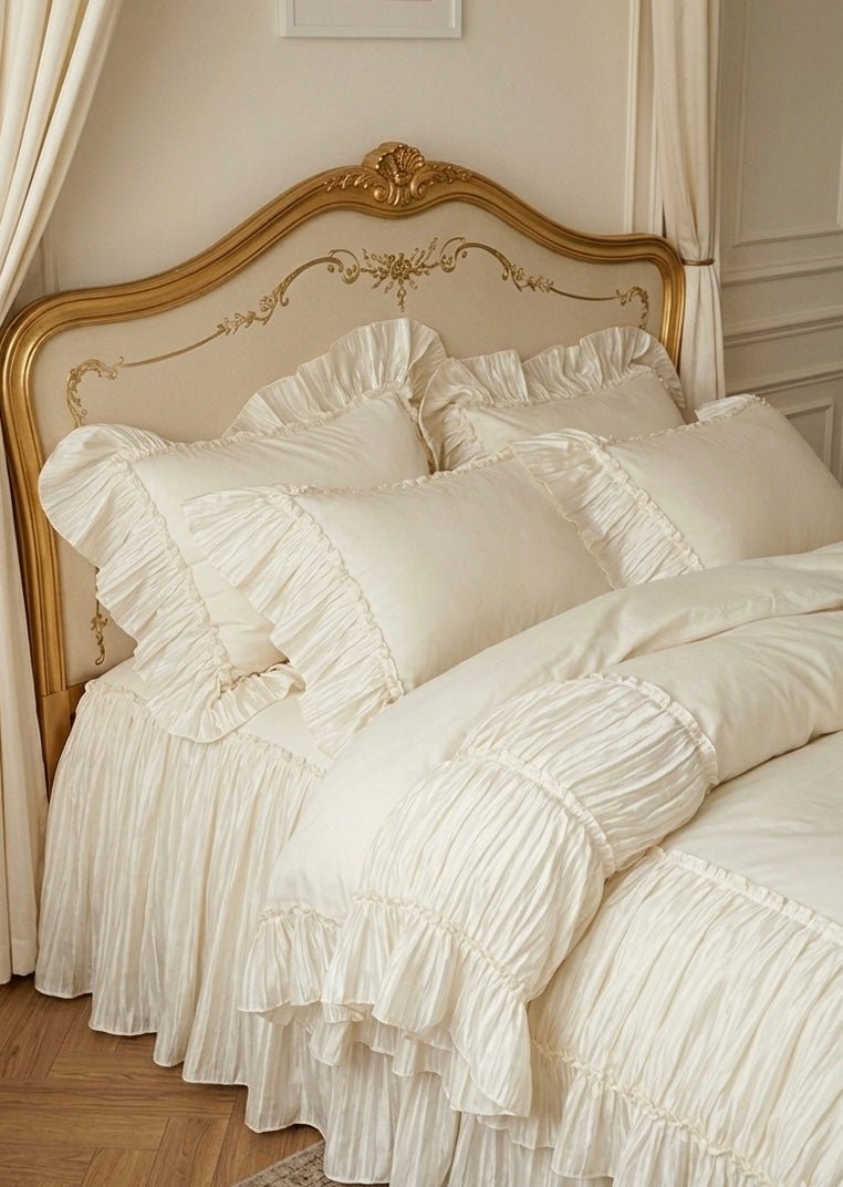 Genevieve Ruffled Lace Cotton Bedding Set - room scene