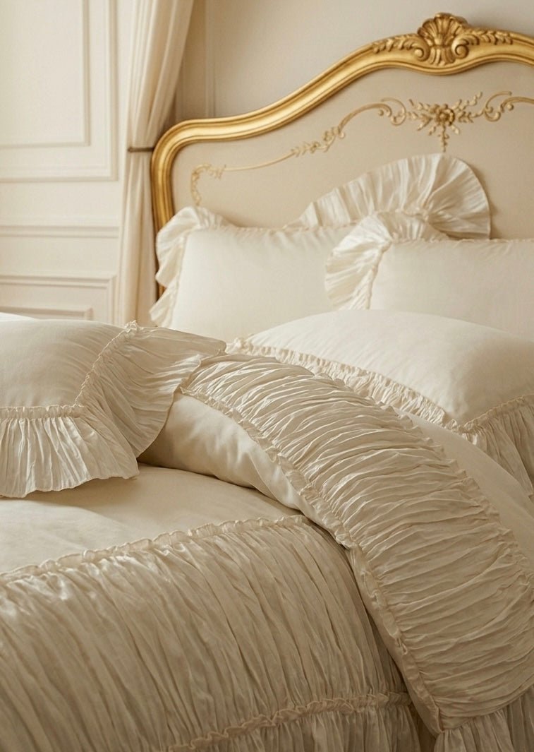 Genevieve Ruffled Lace Cotton Bedding Set - room scene