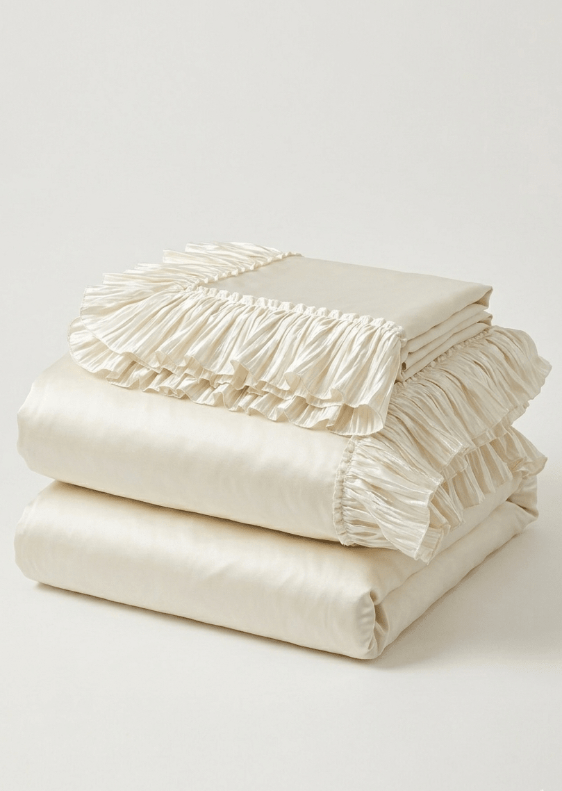 Genevieve Ruffled Lace Cotton Bedding Set - room scene