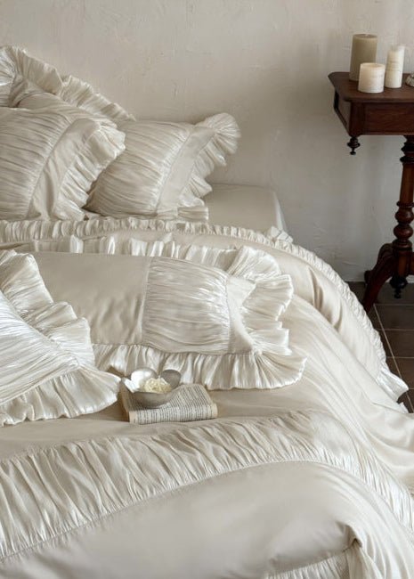 Verity Pleated Ruffle Cotton Sateen Bedding Set - room scene