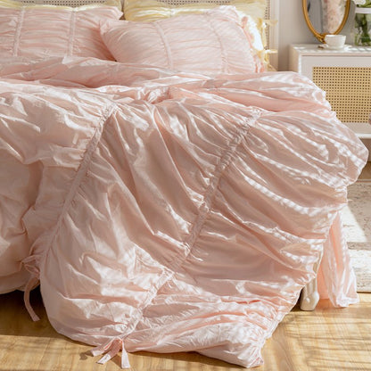 Larkspur Ruched Washed Cotton Bedding Set - room scene