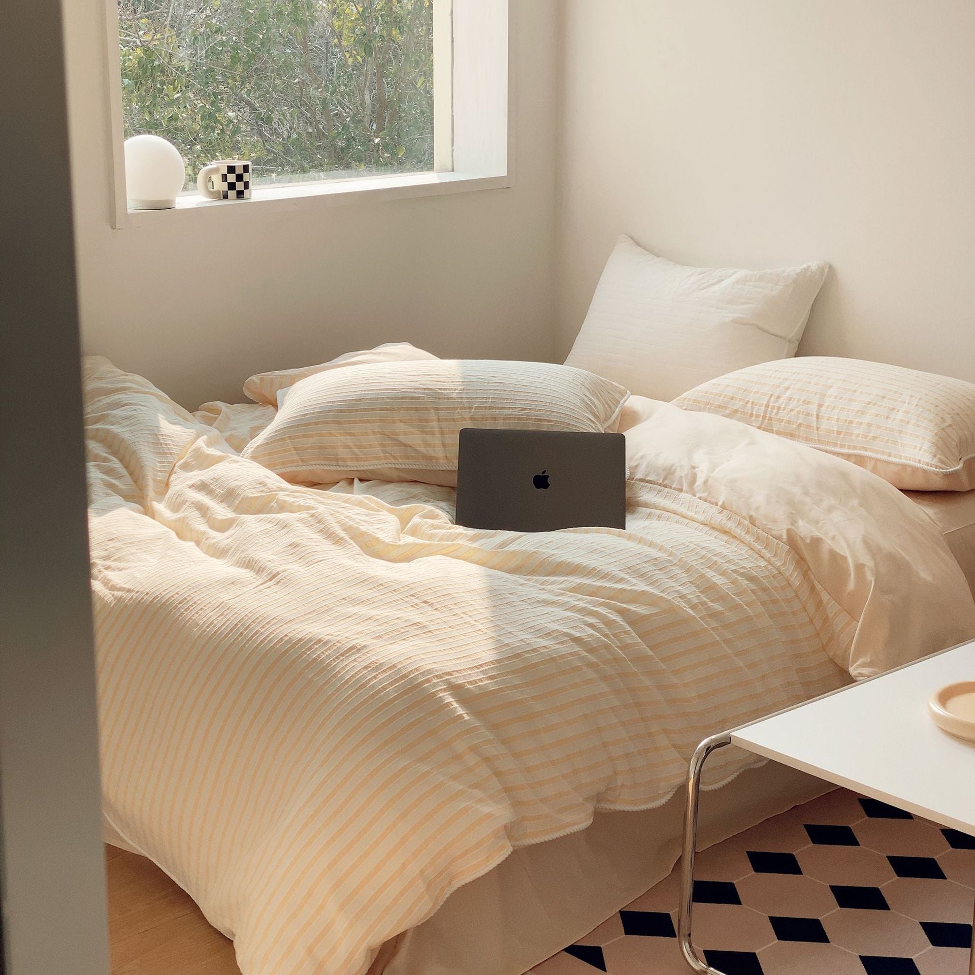 Winslow Striped Washed Cotton Bedding Set - Butter Cream